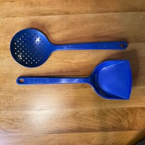 Vintage ULTRA TEMP Blue Slotted Spoon Spatula Kitchen‎ Utensil Set Made in USA